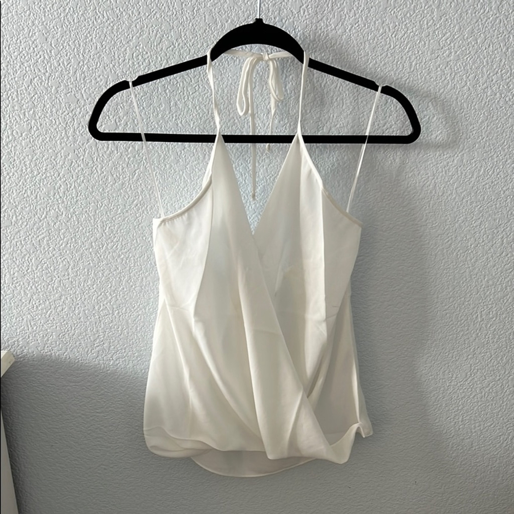 Elegant White Women's Halter Top 100% Polyester